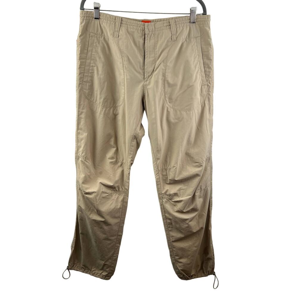 BOSS by Hugo Boss Mens Tan Cotton Blend Flat Front Drawcord Khaki Pants Size 34